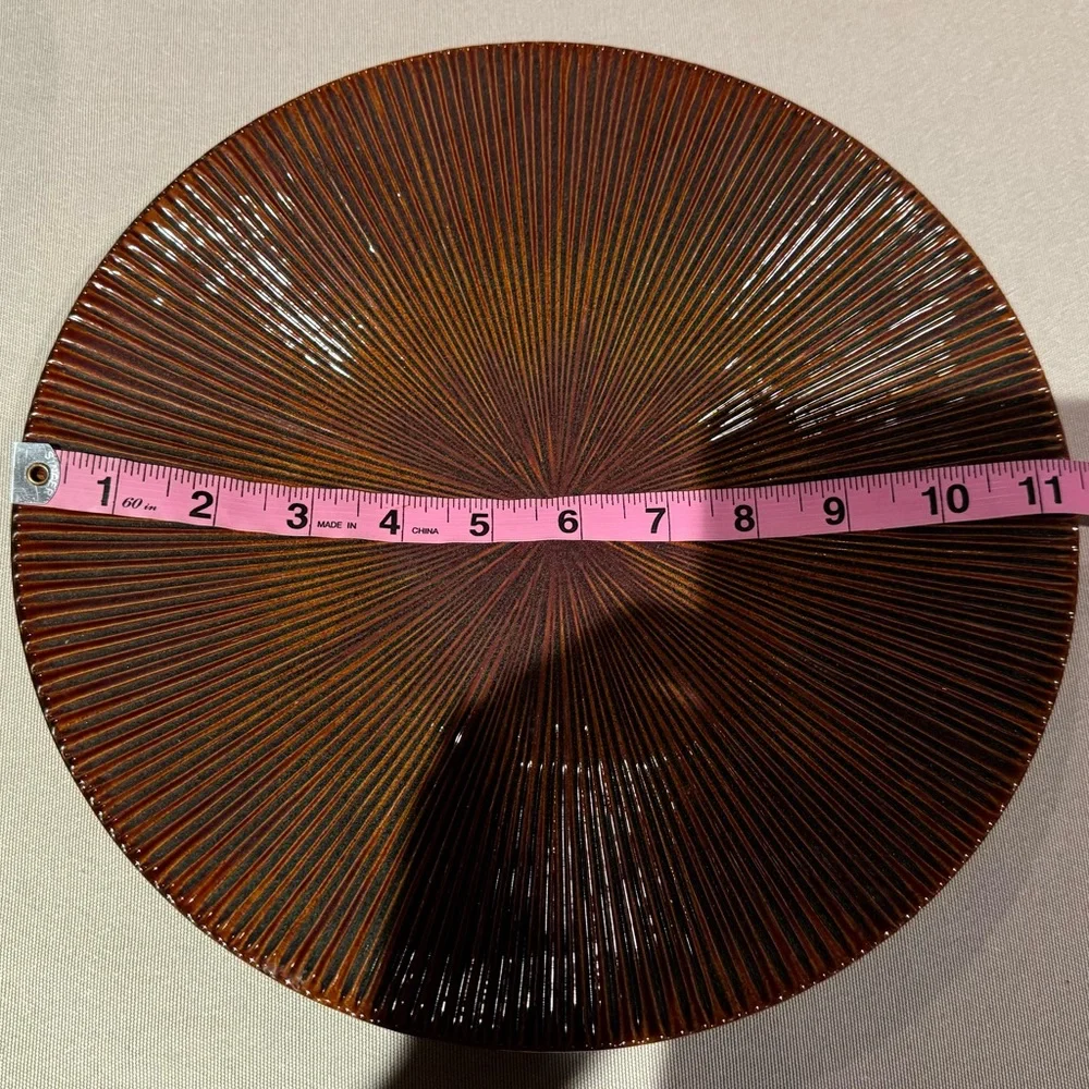 Colin Cowie JCPENNY Collection Lotus Leaf brown ceramic salad plate 11” diameter